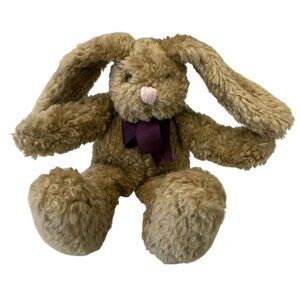 The Boyds Collection Ltd Vintage Brown Plush Bunny Rabbit Purple Bow 8" 1991-93
